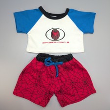 Build A Bear Spider Man 3 T Shirt And Web Shorts Pyjama PJs Outfit Set