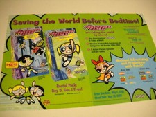 POWERPUFF GIRLS Saving World Before Bedtime 2-pc 2000 SUPERSIZE Promo Poster Ad