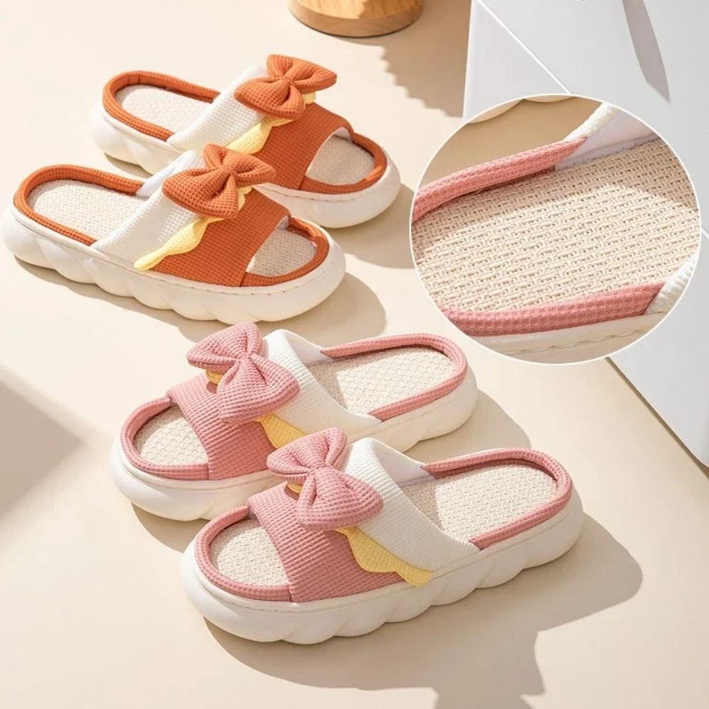 APL Bowknot ciabatte di lino cotone spiaggia sandali carine ciabatte da donna