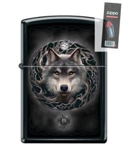Zippo 86650 Anne Stokes Collection Wolf Black Matte Lighter + FLINT PACK