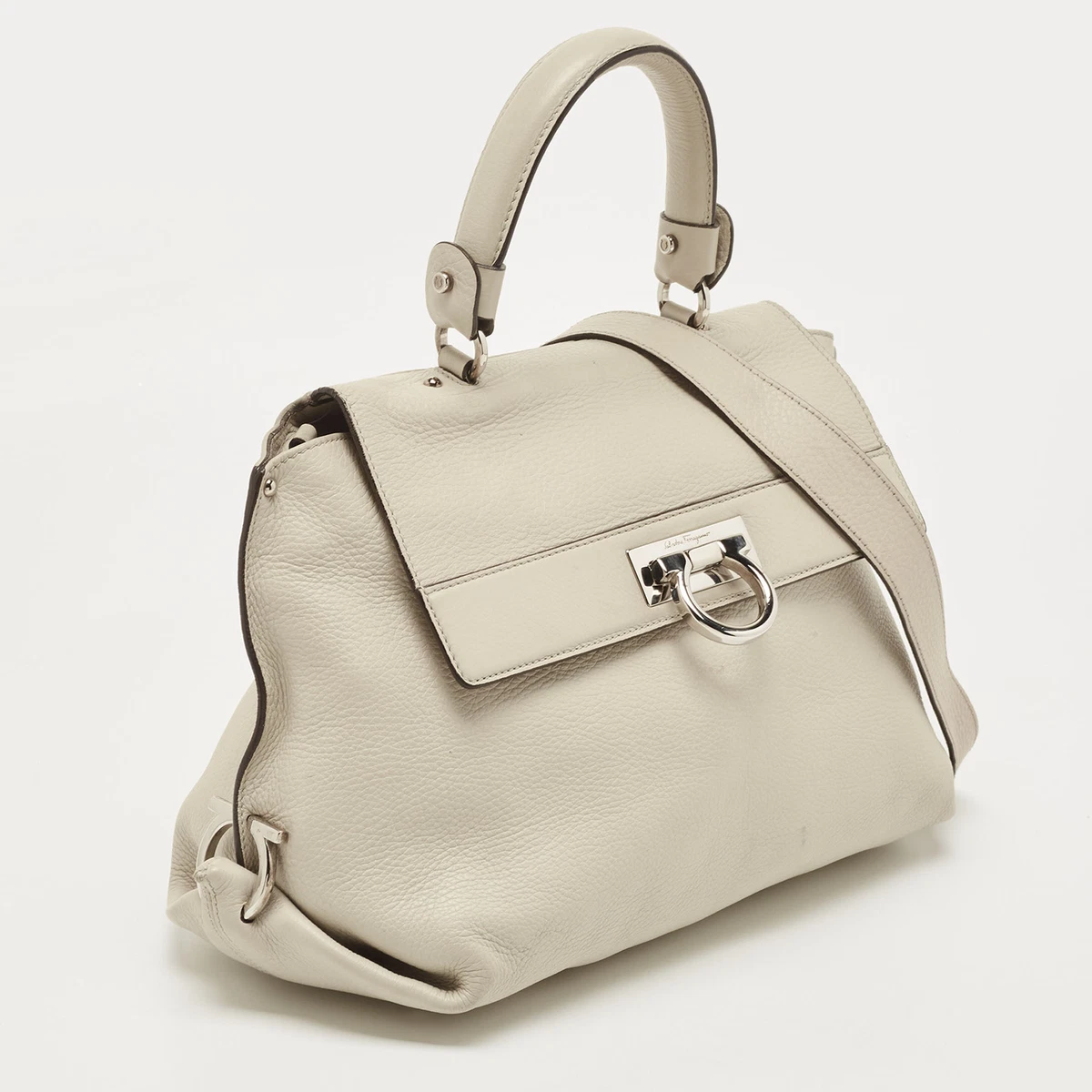 Salvatore Ferragamo Cream Leather Medium Sofia Top Handle Bag eBay