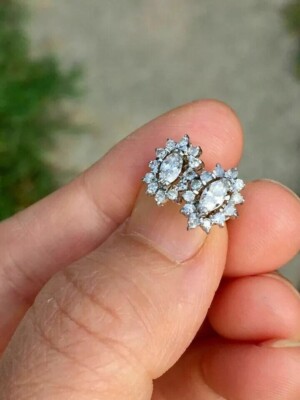 2Ct Marquise Lab Created White Diamond Stud Earrings 14K White Gold Plated