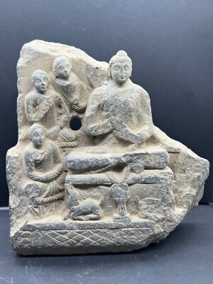 Un Touch Ghandharan Art Ghandhra Teaching Buddha Schist Stone Sculptures Panel