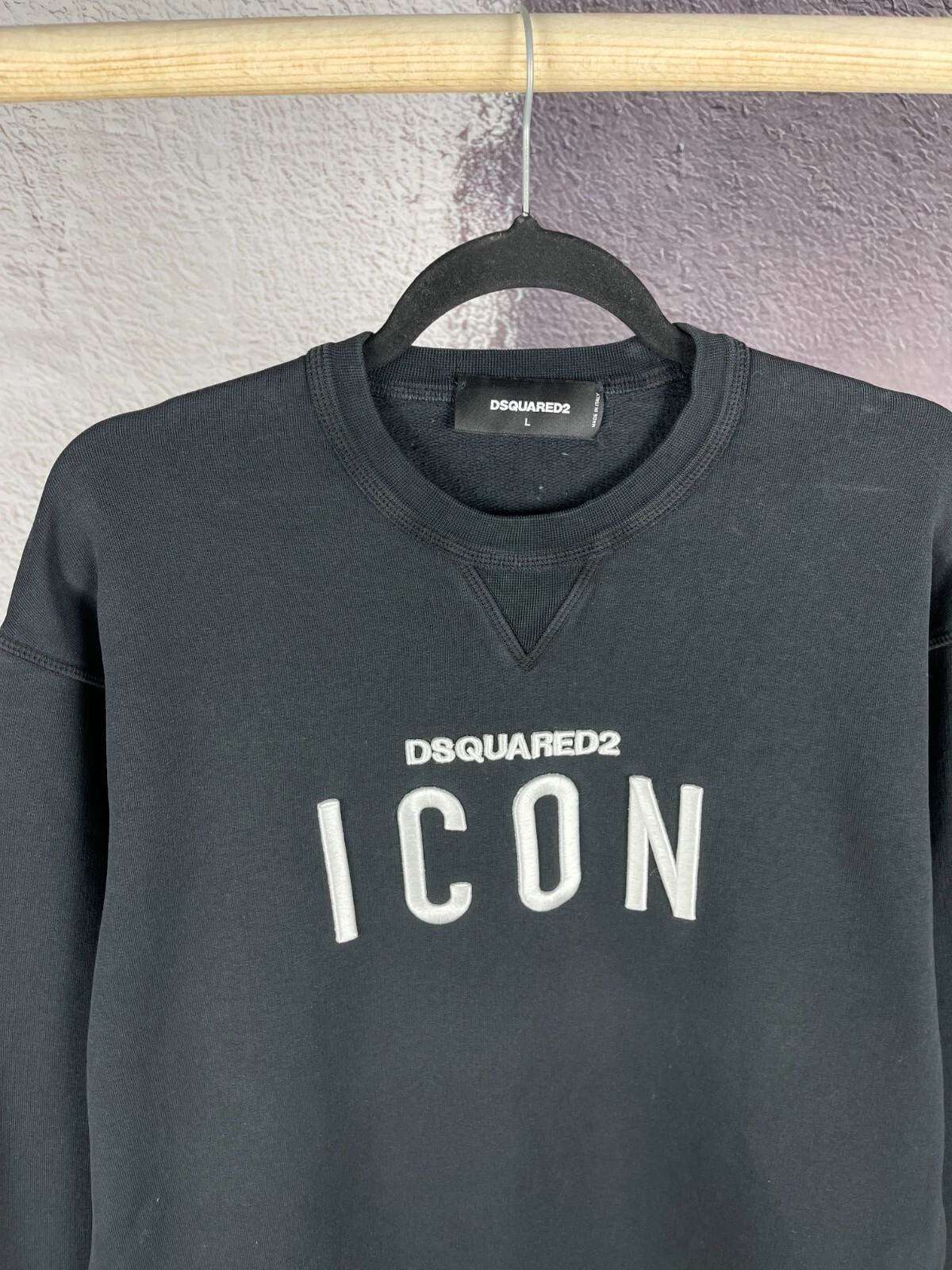 DSQUARED2 Felpa nera Dsquared 2 Icon grande logo ricamato