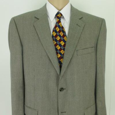 46 L (44) Andrew Fezza Grau Beige Polyester Viskose Herren Jacke Sport Neuwertig
