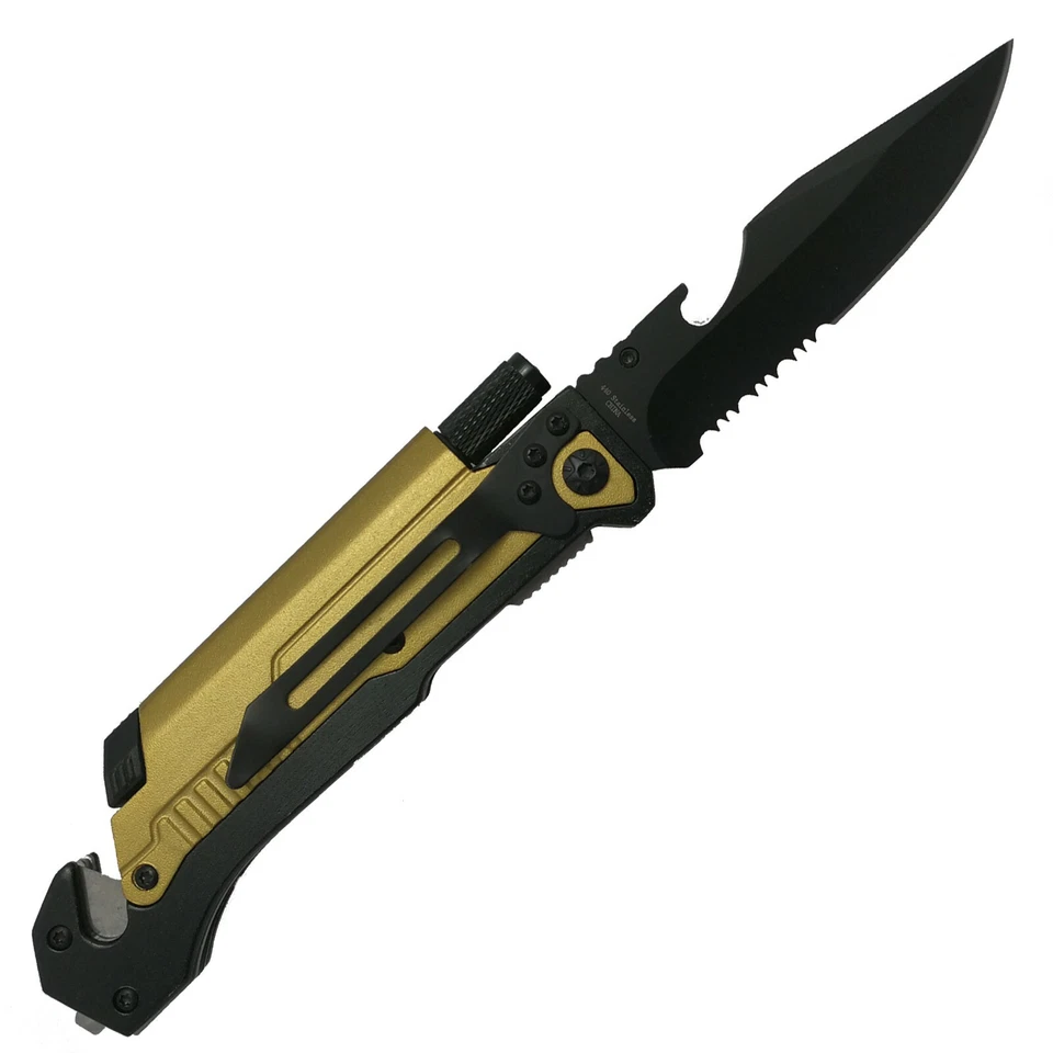 Faca de bolso de resgate ao ar livre 8,75" tática multifuncional assistida por mola - Imagem 3 de 4