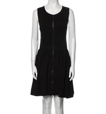 Jason Wu Skater A-Line Dress Sleeveless Black Front Zip Pockets Size 10