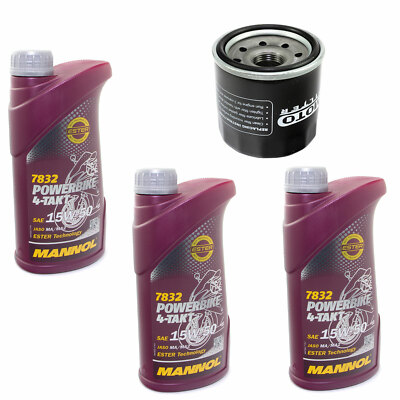 Motoröl Set 15W50 3 Liter Ölfilter MF204 für Triumph America Bonneville Daytona 