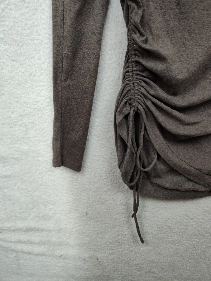 Ryu женщин платье средний коричневый хлопок смесь длинным рукавом холодные плечи рукав мини - Изображение 4 из 4