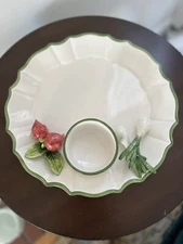 The Mane Lion Italian pottery. Scallion Chip And Dip Plate.