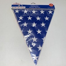 Patriotic Banner 12 Foot Red, White,  Blue With Stars Fun 4th Of July Decor