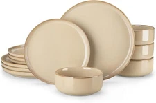 Vancasso PLAYA 12-Piece Dinner Set Service for 4 - Stylish Dinnerware Tan Beige
