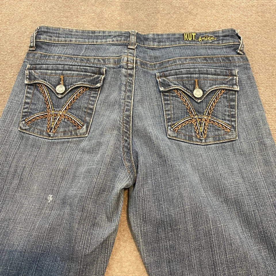 KUT from the Kloth Jeans Womens 10 Blue Stretch Thick Stitch Y2K Western Bootcut - Image 4 of 4