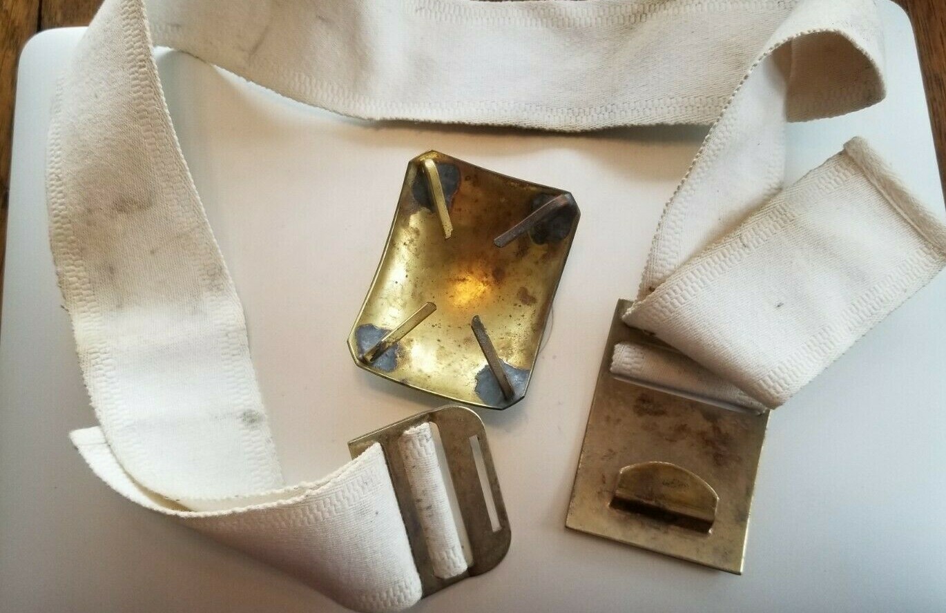 West Point Cadet Vintage Parade Belt Brass Buckle and Cross over buckle