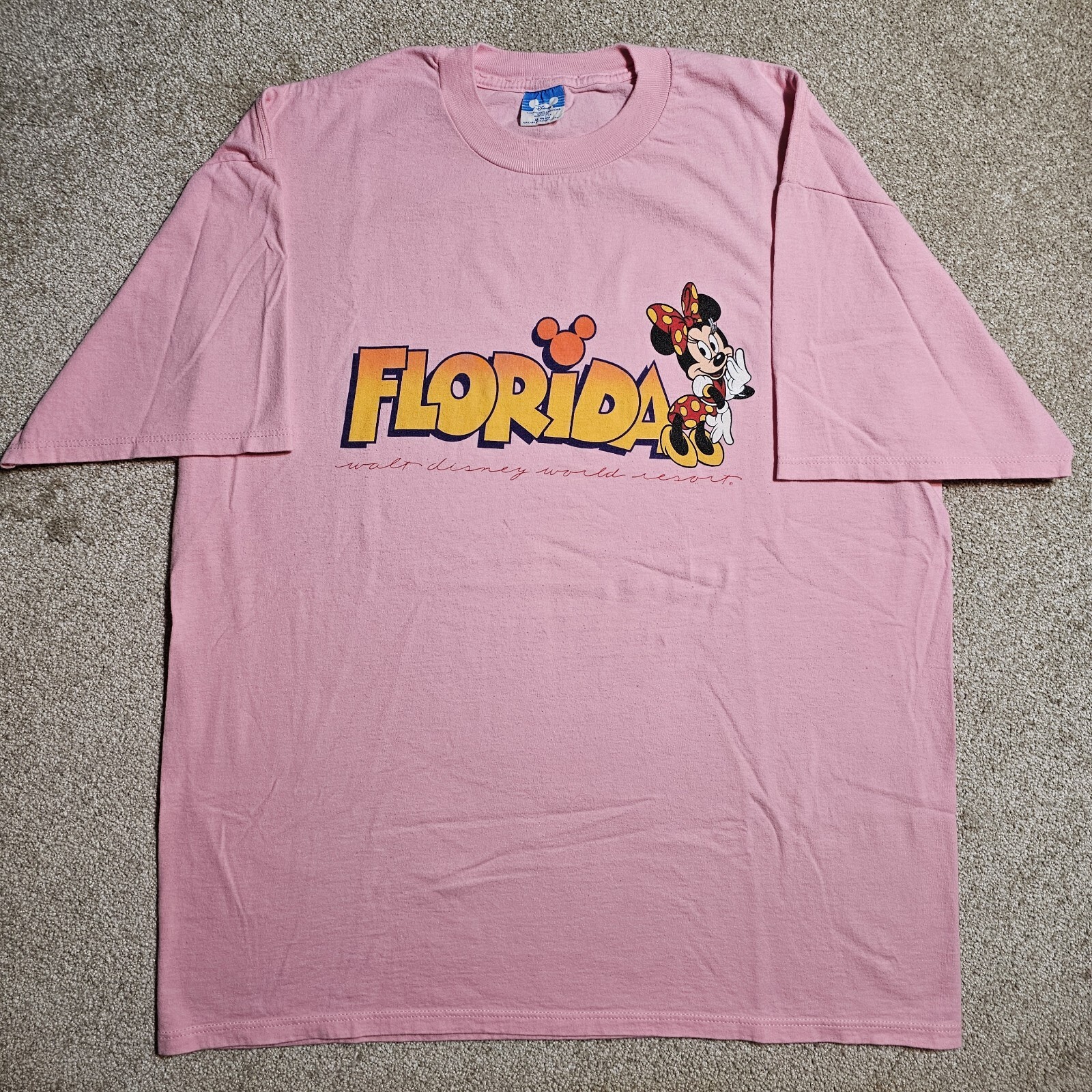 Vintage 90s Disney World Florida Minnie Mouse Grunge T-Shirt Mens XL Pink Ironic Retro