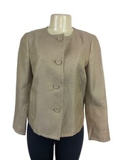 Talbots Beige Textured Open Blazer With Button Closures  Pockets Sz 4