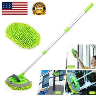 Adjustable Telescopic Car Wash Brush Kit Mop Long Handle Vehicle Cleaning Tools