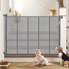 47" extra Tall 59" wide retractable Scratch-Resistant Reinforced Mesh pet gate