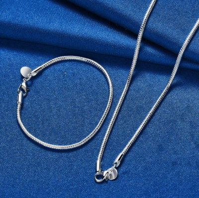 KETTE, Armband 925 Sterling versilberte 3mm Schlangen Halskette Damen & Herren