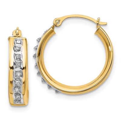 14k Gelbgold Diamant Faszination Runde Creolen Perfektes Geschenk für Sie