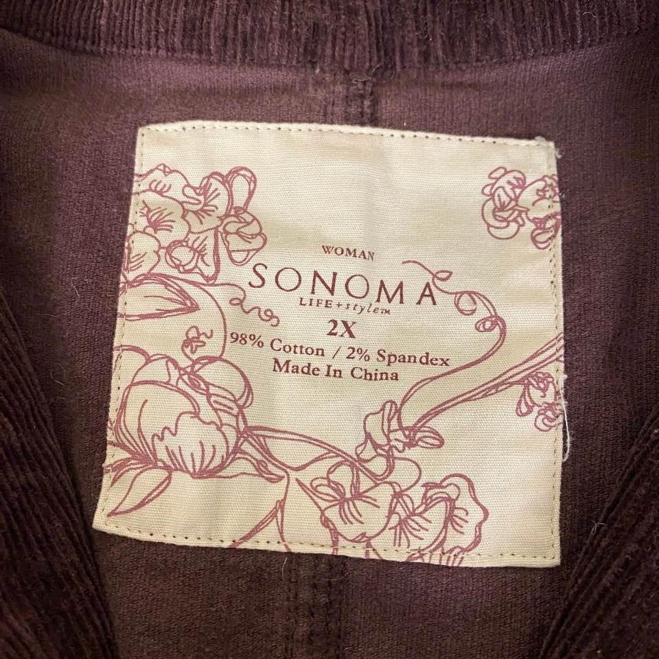 Blazer de pana Sonoma Life + Style para mujer Plus 2X bolsillos delanteros con botones morados Foto 3 de 4