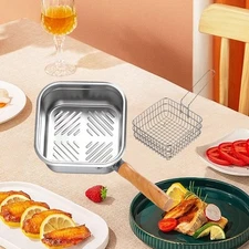 Small Deep Fryer Pot Stainless Steel Cooking Pot for Chips French Fries Fish