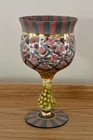 Vintage 1983 MacKenzie-Childs Circus Rose Arbor Water Wine Goblet Glass 6.75"
