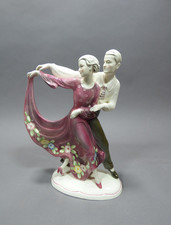 Katzhütte Hertwig Porzellan Figur Porzellanfigur Tanzpaar Tänzer Artdeco 28 cm