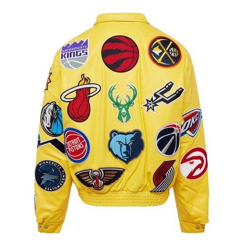 Jeff Hamilton NBA All Teams Collage Wielokolorowa skórzana kurtka ze skóry jagnięcej - Zdjęcie 18 z 53