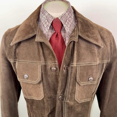 JCPenney Suede Leather Jacket Vintage 70s Trench Coat Leisure