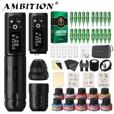 Ambition Soldier Set Wireless Tattoo Machine Pen Power Supply 2400mAh Coreless