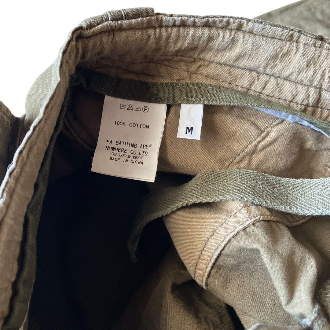 A BATHING APE Cotton Wide Cargo Pants Khaki M Waist 88cm BA0226192 thumbnail 4