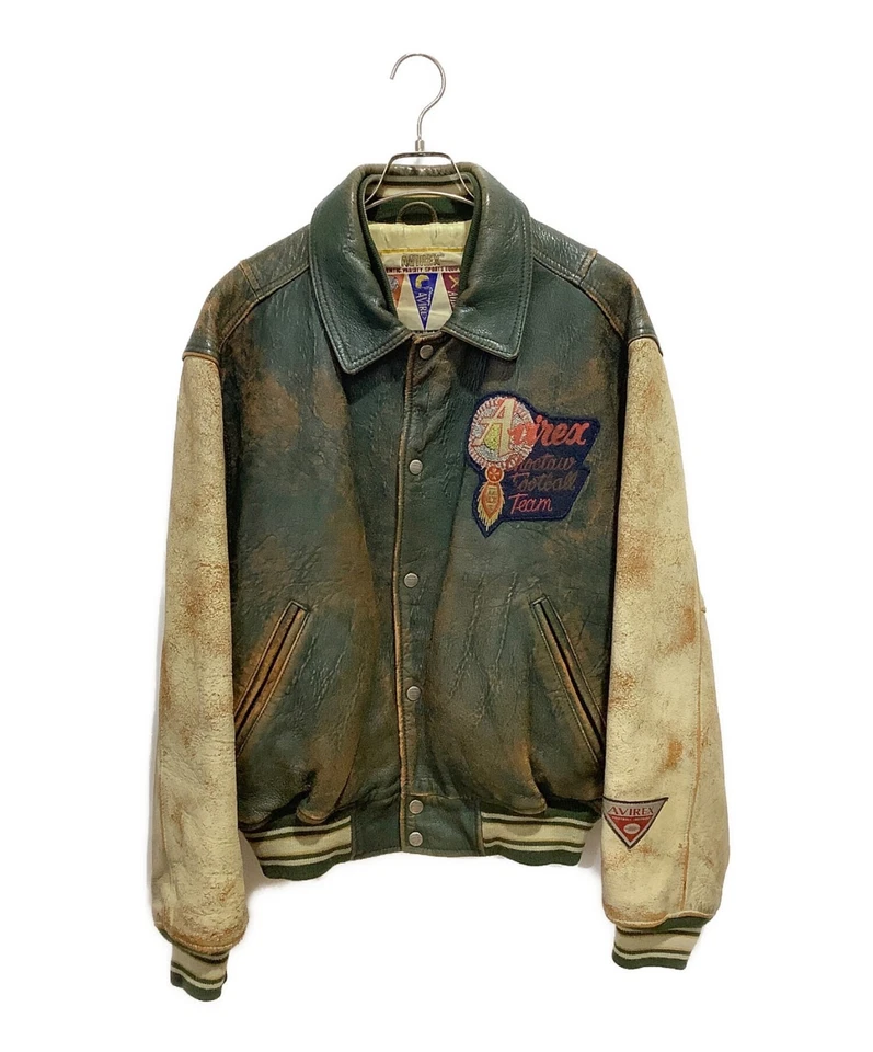 Avirex Leather Jacket Indian Chief Head Distressed Vintage Size M - Image 2 of 4