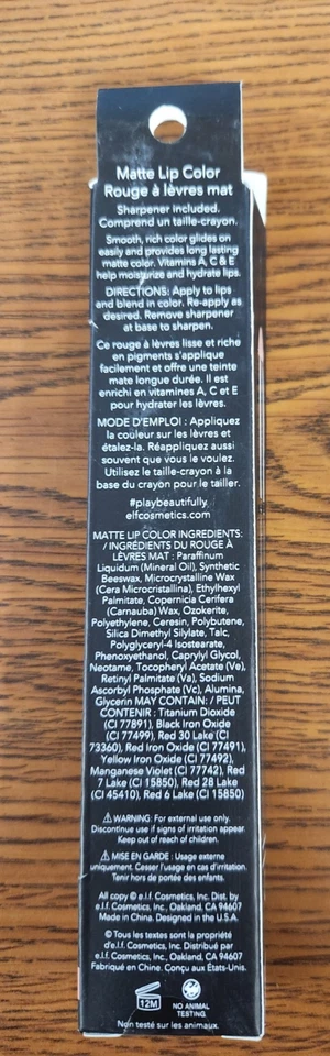 LOT OF 1 NEW & SEALED E.L.F. MATTE LIP COLOR #82462/82462C  NATURAL,  SEE DESCRI - Image 2 of 3