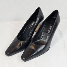 VANELi Black Leather Pumps Square Toe Heels Classic Dress Shoes Used Size 7M