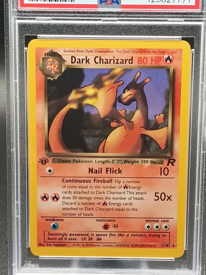 Dark Charizard 21/82 Team Rocket Regular 1st ED PSA Grade 7 NM - Image 2 of 4