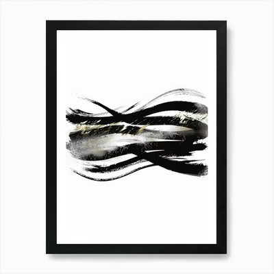 Schwarz-Weiß Pinselstriche 1 Kunst Gerahmtes Wandbild Poster Leinwanddruck Bild