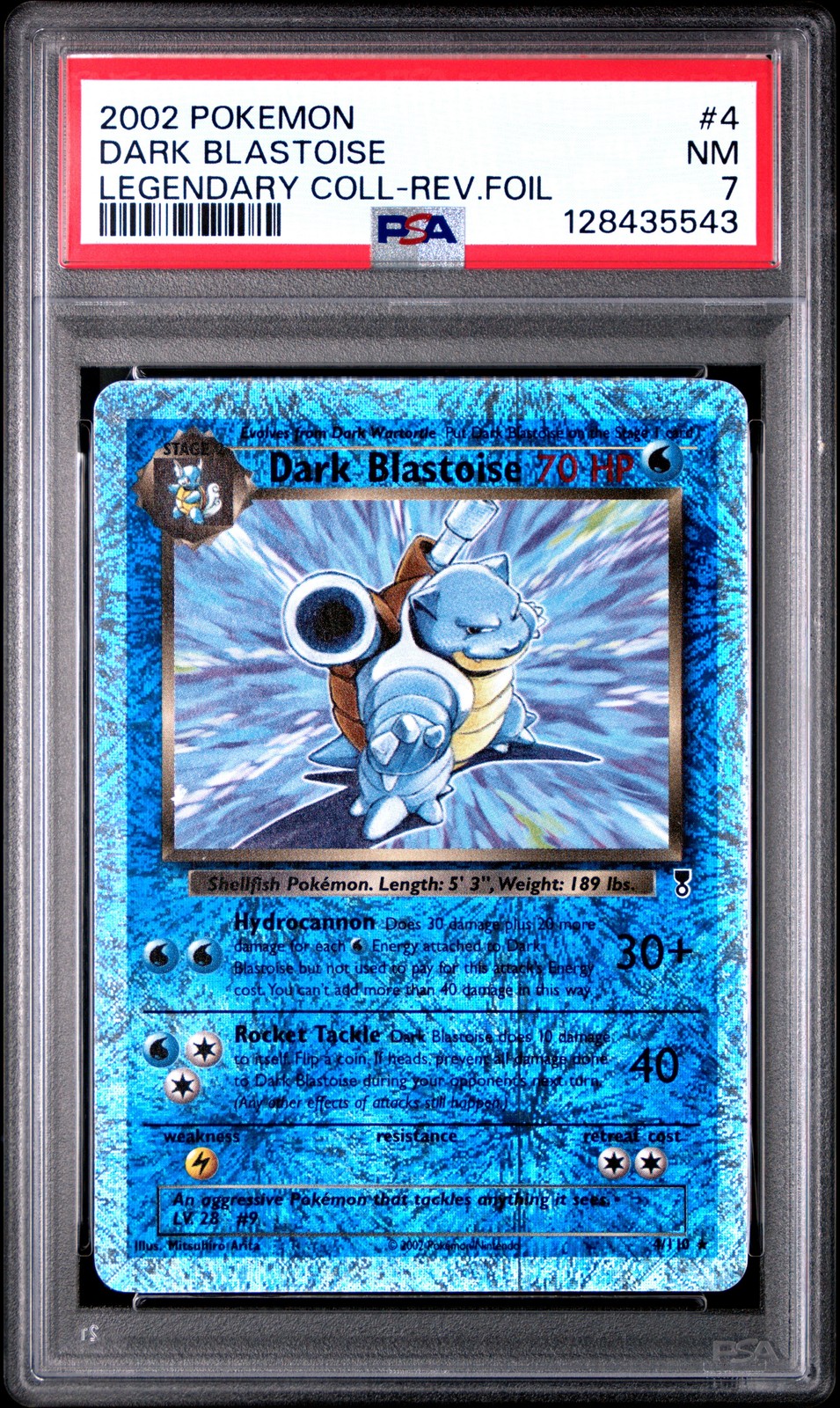 2002 POKEMON LEGENDARY COLLECTION #4 DARK BLASTOISE-REVERSE FOIL PSA 7
