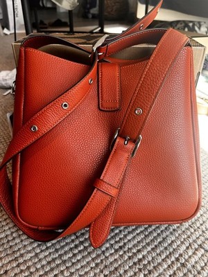 Coach Hadley Hobo Bag Deep Orange Pebble Leather Shoulder