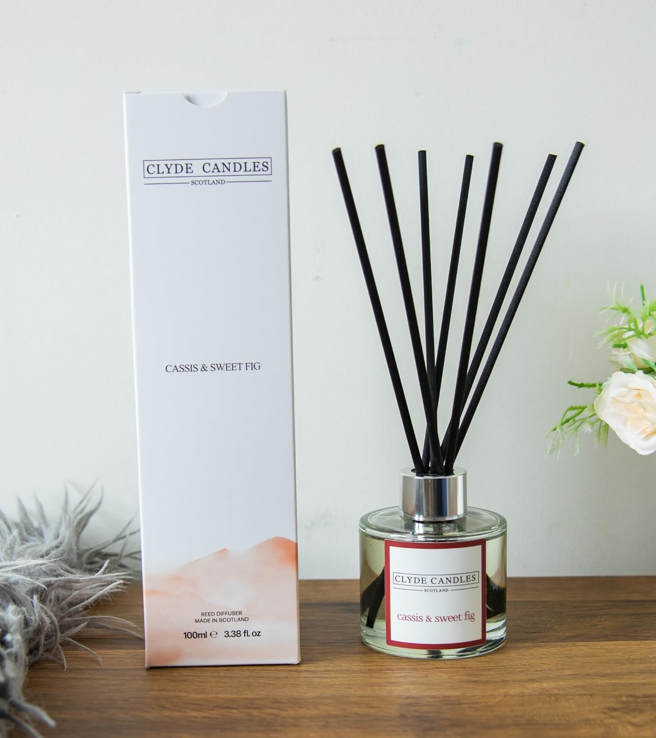 Cassis & Sweet Fig Reed Diffuser - Clyde Candles, Luxury Diffuser Oil with a Se
