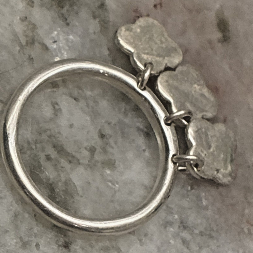 RARE 925 Silver Stackable Clover Charm Ring, Size… - image 3