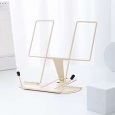 Metal Book Stand for Desk, Adjustable Reading Rest Holder, Milky White