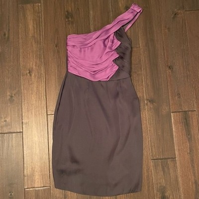 Kitty One Shoulder Purple & Dark Gray Dress Small NWT