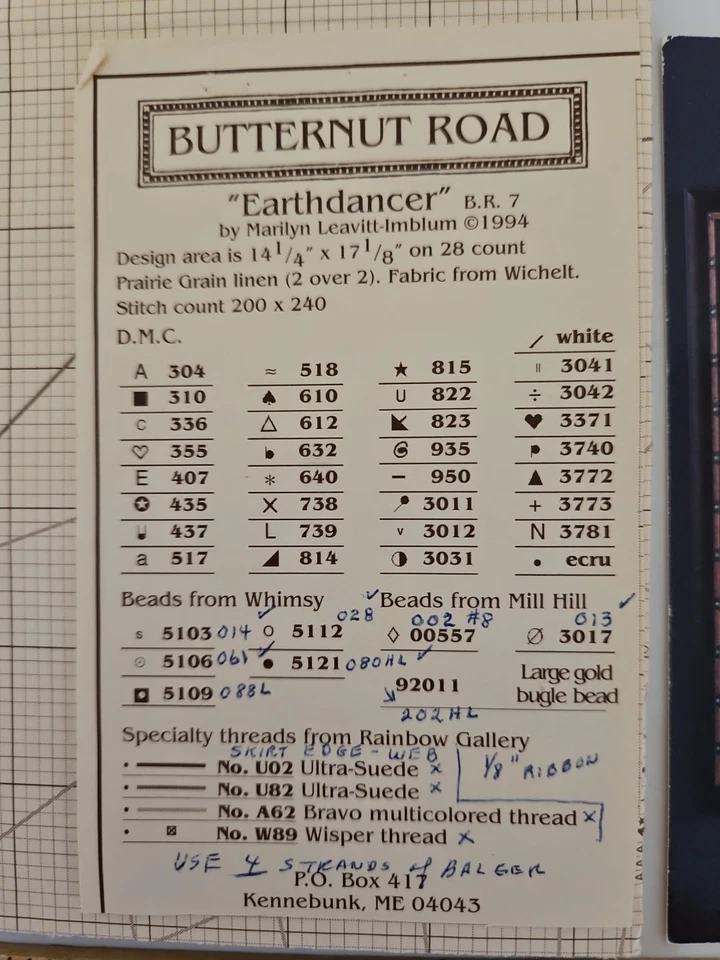 Butternut Road EARTHDANCER Cross Stitch Pattern BR7 by Marilyn Leavitt-Imblum  - Image 3 of 3