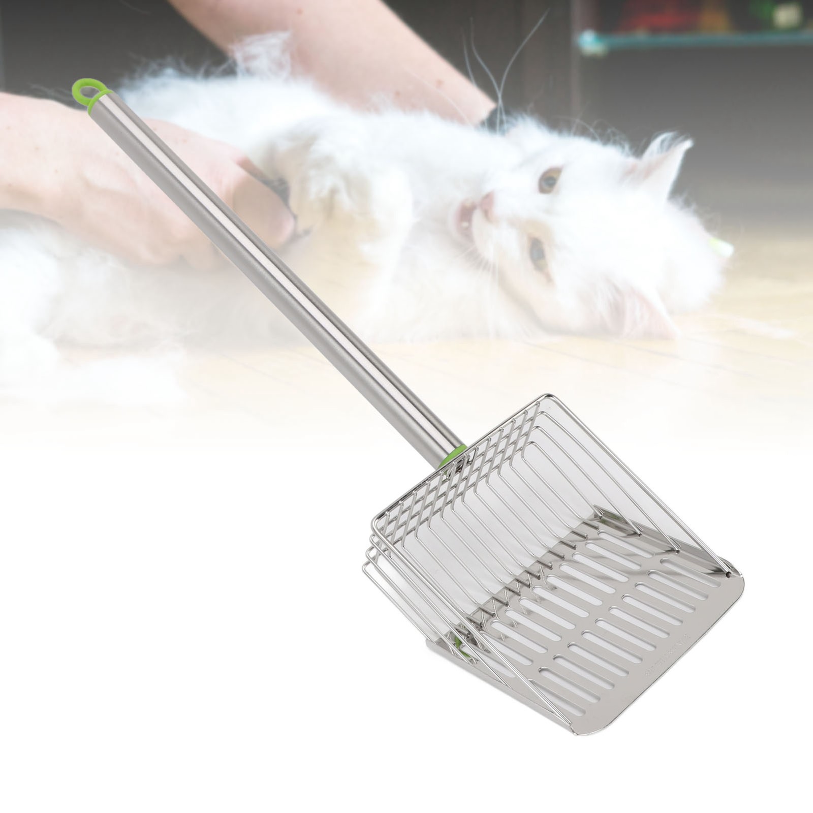 Chicken Poop Scooper Long Handle Stainless Steel Non Stick Slat Litter Sifting