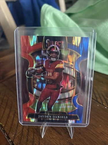 2025 Panini Select - Jayden Daniels Concourse Blue and Red Prizm Shock #88