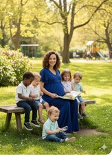 NWT Isabel Ingrid Maternity sz XL Blue Knit Jumpsuit Flutter Short Sleeve 5212