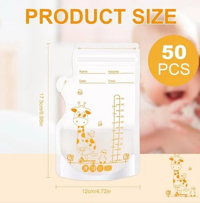 INVALIDISM 50Pcs Breast Milk Storage Bag, Temp-Sensing Milk Storing Bags, BPA Free