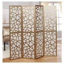Modern 4 Panel Gold Screen Room Divider - Perfect for Living and Dining Areas
