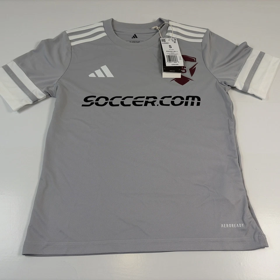 Adidas Kids Squa25 Jersey Soccer T-Shirt Gray Short Sleeve Size Small - Image 1 of 4